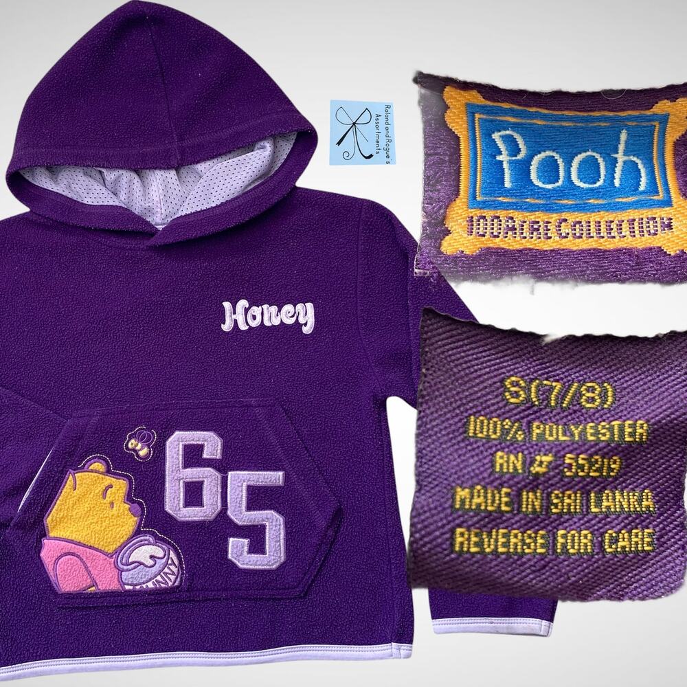 Disney Pooh 100 Acre Collection Winnie the Pooh Honey 65 Hoodie Kids Sz S (7/8)